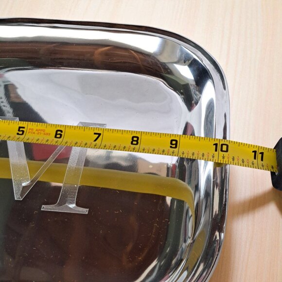 Mariposa 10" Square Serving Tray Silver Tone Monogrammed M as shown - Picture 5 of 7